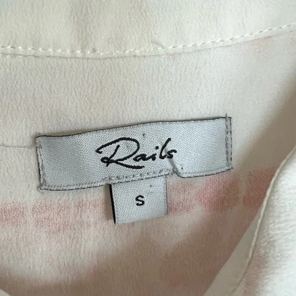 NWOT Rails Val Tie-dye Pink White Silk Button-down Shirt Tie Bottom Casual Small - Picture 8 of 14